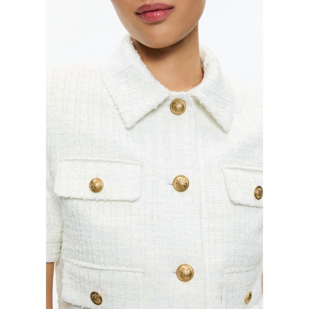 Alice and Olivia Elle Tweed Jacket Off White size 4 - Picture 7 of 7